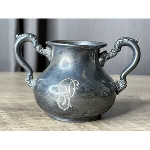 Antique Rogers Quadruple Plate Sugar Bowl A1213 Victorian Floral No Lid